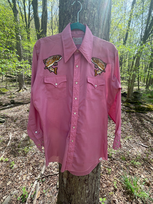 Pink shirt w/ brown trout