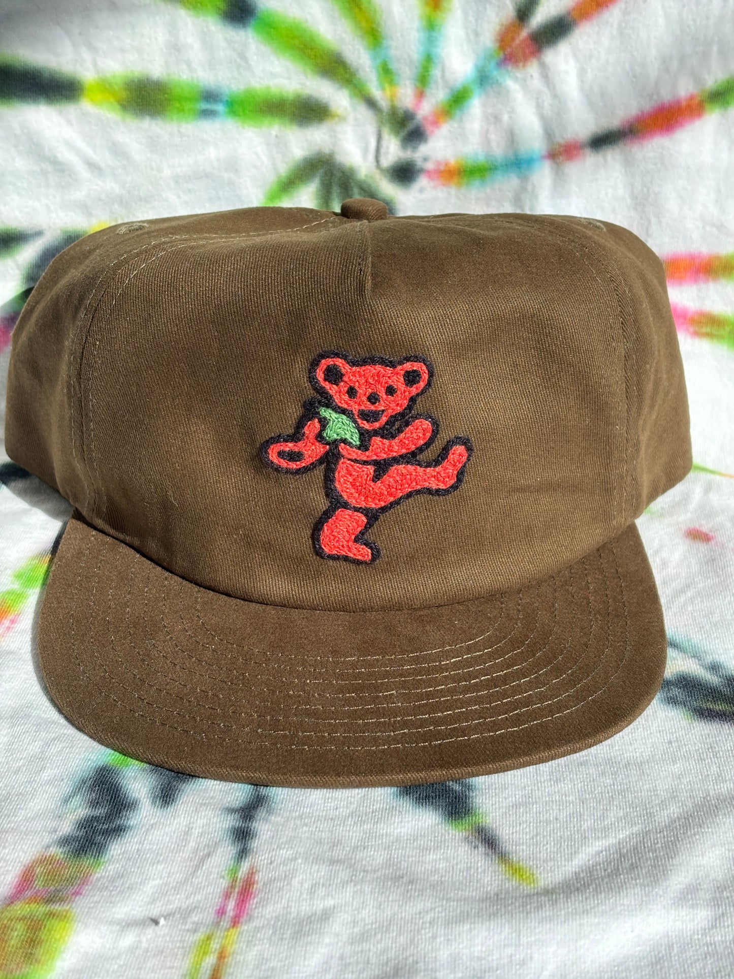 Cotton Twill Hat with Bear Embroidery