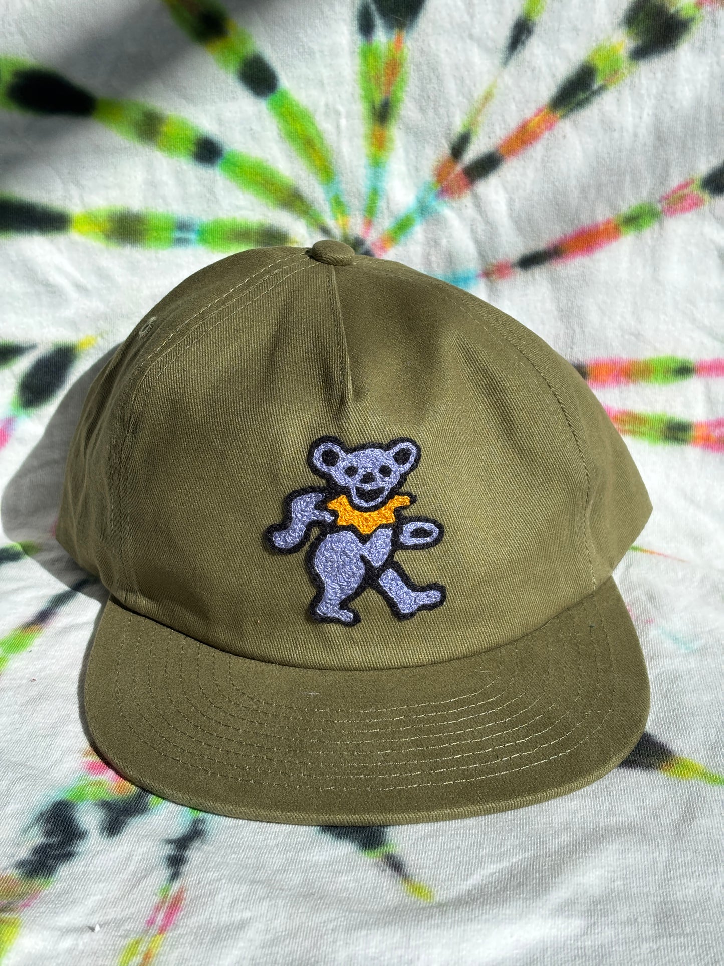 Cotton Twill Hat with Bear Embroidery